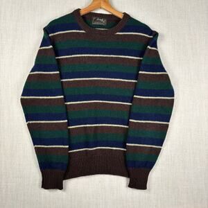 Vintage Lord Jeff Shetland Wool Striped Knit Medium Sweater